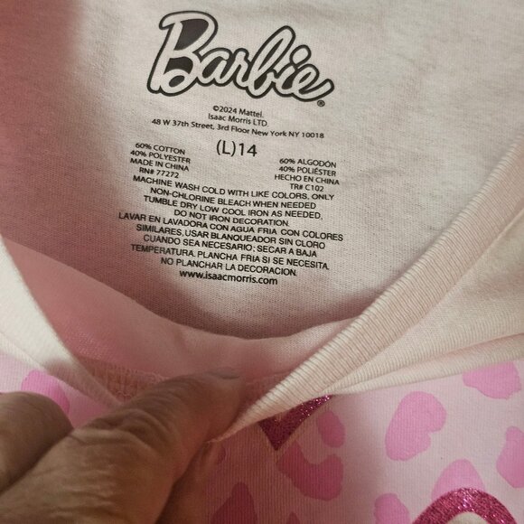 NWT Girls Youth Barbie Heart Pink T-Shirt Size 14 - Picture 4 of 7